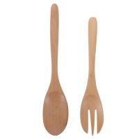 ETXSalad Wooden Spoon Fork Set Silverware Sets Mixing Tableware Servers Bamboo Cooking Utensils