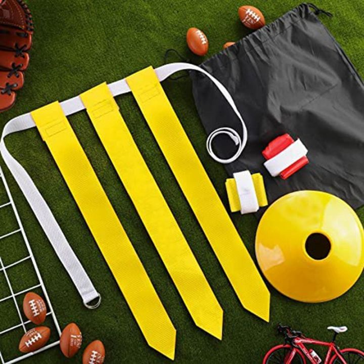 24-players-flag-football-belts-and-flags-set-includes-24-belt-72-flags-18-cones-with-carrying-bag-red-amp-yellow-pvc-flag-football-set-for-teens-training