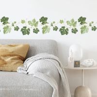 PVC Wall Sticker Room Vine Accessory Corner Decoration Green Leaf Ornament