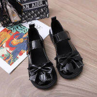 Goth Cute Ladies Mary Jane Shoes Women Lolita Bowknot Platform Round Toe Flats Fashion Casual Slip On Loafers Black White 2021