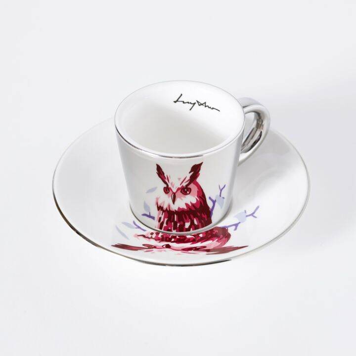 LUYCHO Espresso Mirror Cup and Saucer Set (Owl) Lazada