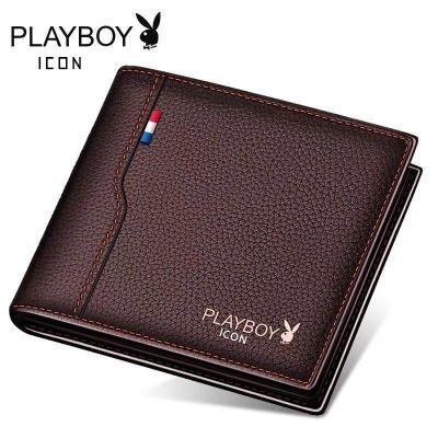 Hot Playboy Mens Short Wallet Zipper Leather Wallet Business Odd Wallet Casual Coin Purse Card Case 男士钱包卡包