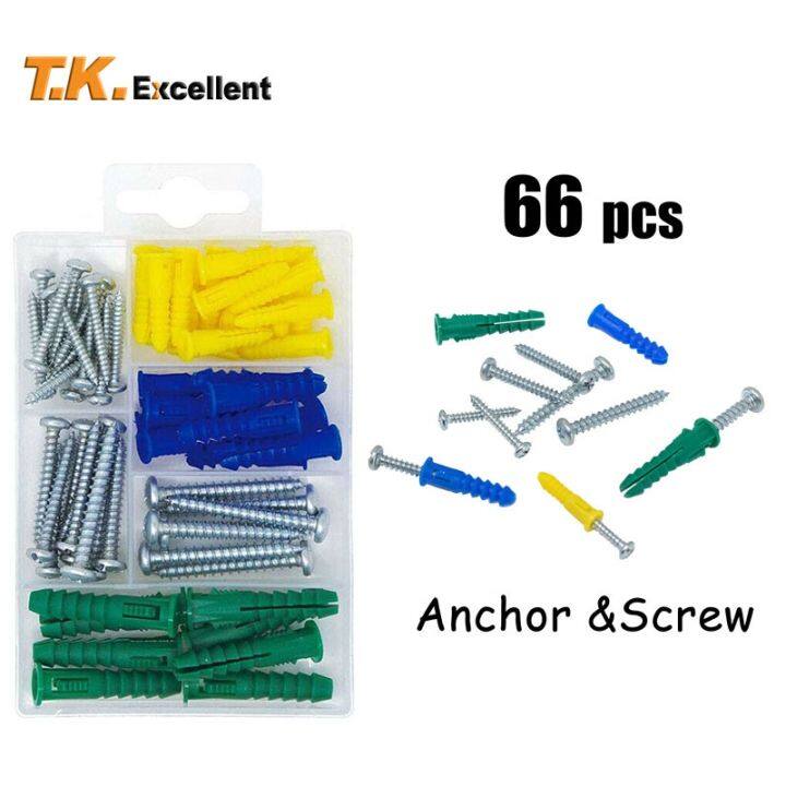 Plastic Self Drilling Ribbed Drywall and Wall Anchors with Screws Kit ...