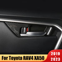 ABS คาร์บอนภายในรถประตู Handle Bowl Pads Trim สติกเกอร์สำหรับ Toyota RAV4 RAV 4 XA50 2019 2020 2021 2022 2023อุปกรณ์เสริม