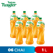 LỐC 6 CHAI NƯỚC CAM ÉP ORANGE JUICE TROPICANA TWISTER 1L