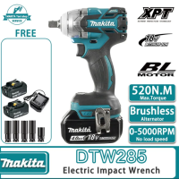 Makita ประแจไฟฟ้าไร้สาย 199V แบต 2 ก้อน DTW285 Brushless Electric Impact Wrench ประแจไฟฟ้า 2 แบตเตอรี่ลิเธียม 6200rpm 520 N.M ประแจไฟฟ้า บล็อกไฟฟ้าแรงๆ