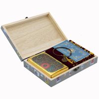 Gold Foil Wooden Box Tarot PVC Waterproof Wear-Resistant Chess Board Game Card Divination Gift Box Set Luxury