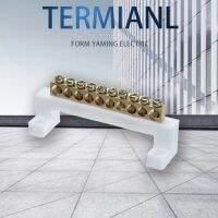 ✣❀✚ 10 Positions Electric Cable Connector Terminal Block Barrier Strip Bar Screws White Bridge Design Zero Line Copper Grounding