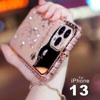 เคสกากเพชรสำหรับ iPhone ตัวปกป้องกล้องถ่ายรูปติดเพชร14 13 12 11 Pro Max,กรอบกระจกแต่งหน้างูโลหะส่องแสงเป็นประกายวิบวับ