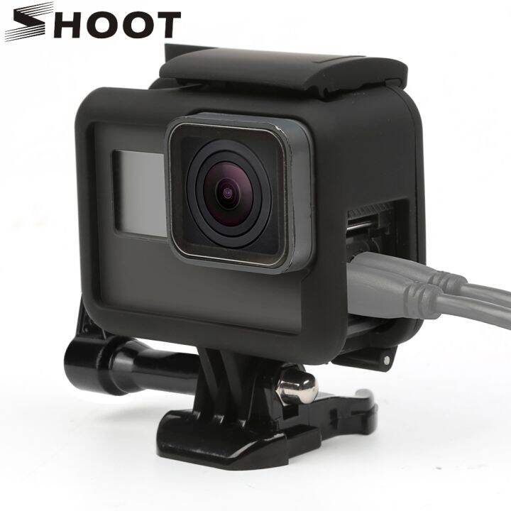 เคสกรอบกันกระแทกถ่ายภาพสำหรับ-gopro-hero-7-6-5กล้องแอ็กชันสีดำอุปกรณ์เสริมสำหรับที่ยึดปลอกหุ้มป้องกันขอบสำหรับ-go-pro-7-6-5