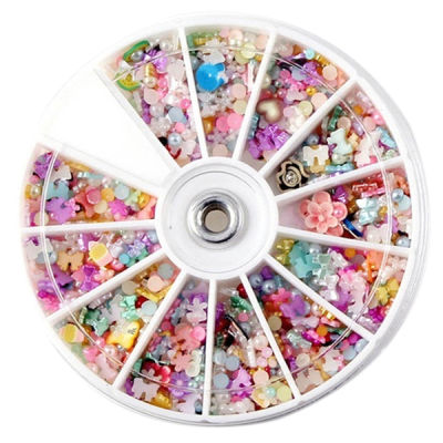 1200pcs Wheel Mixed 3D DIY Nails Glitter Shining Rhinestones Art Tips Decoration