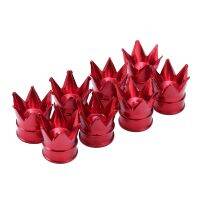 8pcs Red Aluminum Material Crown Shape Car Wheel Tire Valve Cap Truck Motorcycle Scooter Auto Air Dust Cap DIY Moulding Valve Stems  Caps  Adapters