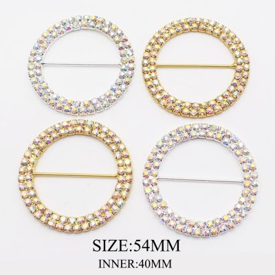 New Size 5Pcs/lot 4cm Double row AB Rhinestone Buckles Silver Metal Chair Sash Ribbon Slider Buckle DIY Intimate Accessories Furniture Protectors Repl