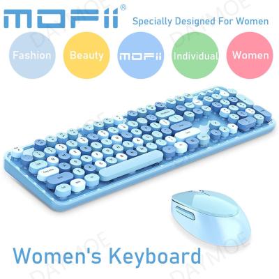 Sweet Mofii Keyboard Mouse Combo Mixed Color 2.4G Wireless Keyboard Mouse Set Circular Suspension Key Cap for PC Laptop