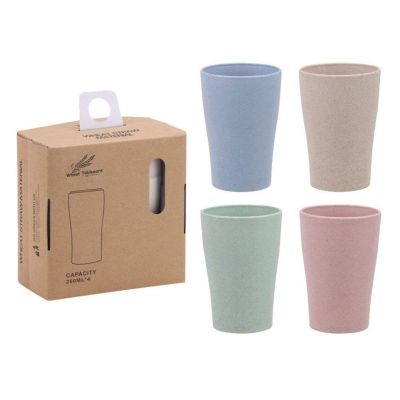 ┋ Eco Friendly Healthy Wheat Straw Biodegradable Mug Cup for Water Coffee Milk Juice Tea 4pcs