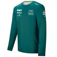 The new 2021 formula one aston Martin racing team take summer wear long-sleeved round collar T-shirt mens auto overalls