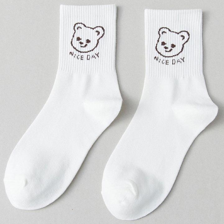 ถุงเท้าสัตว์กระต่ายหมี-unisex-แฟชั่นน่ารัก1คู่ถุงเท้าตัดกลางถุงเท้าเบสบอลเท้า-l4o9