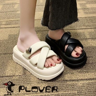【July】 woodpecker real soft leather muffin thick-soled slippers womens summer outer 2023 new net red super hot sandals and