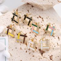 [COD] New Womens Fashion Tic Tac Toe Earrings Plated 18K Gold Drop Inlaid Zirconium Cross-border Wholesale