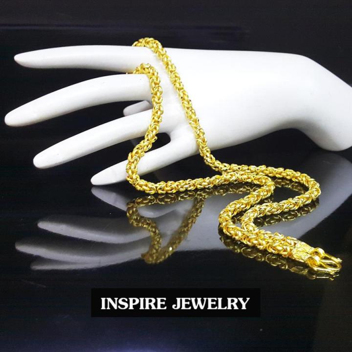 inspire-jewelry-สร้อยคอทองลายมีนา-แบบร้านทอง-ขนาดสามบาท-ยาว-24-นิ้ว-งานปราณีต-สวยงาม