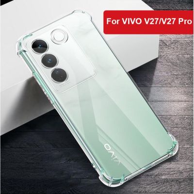 เคสโทรศัพท์แบบใสสำหรับ Vivo V29 Lite V29E V27E V27 Pro 5G 2023เคสโปร่งใสกันกระแทกฝาครอบตัวปกป้องกล้องถ่ายรูป