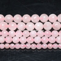 Faceted Rose Pink Quartz Loose Beads Stone 15" Strand 4 6 8 10 12 14MM Pick Size For Jewelry Making Q17