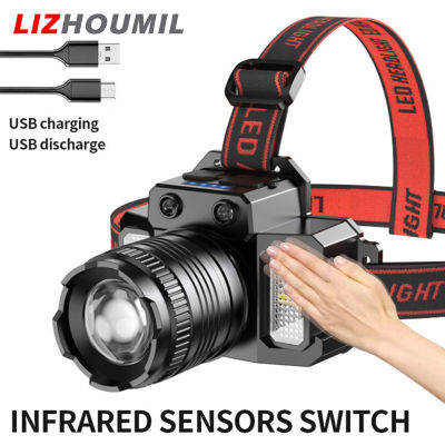 LIZHOUMIL Sensor Led Headlamp Multi-function Zoomable Usb Charging Fishing Lamp Head-mounted Flashlight Torch