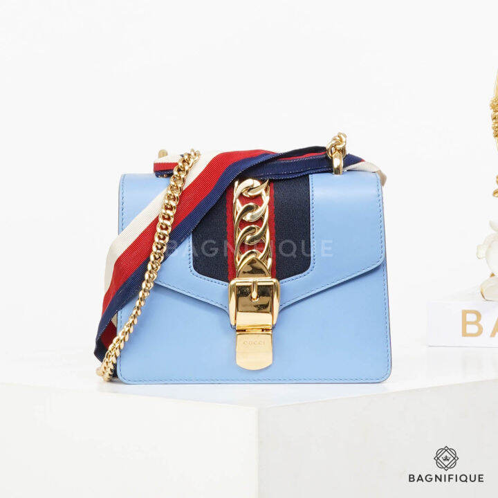 Gucci blue deals sylvie bag