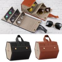 【CW】﹊∏►  Glasses Cover Leather 2/3/4/5/6 Pairs of Sunglasses Holder Eyeglasses Storage switch