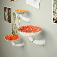 1pc Resin Mushroom Wall Floating Shelf Hanging Shelf Amanita Mushroom Home Decor Ornaments For Wall Hanging Shelves Organizer