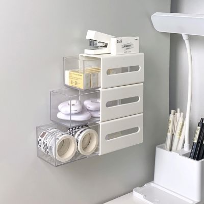 Bathroom Wall-Mounted Cotton Swab Storage Box Dormitory Non-Perforated Telescopic Storage Box Head Rope Hair Ring Mini Glove Box