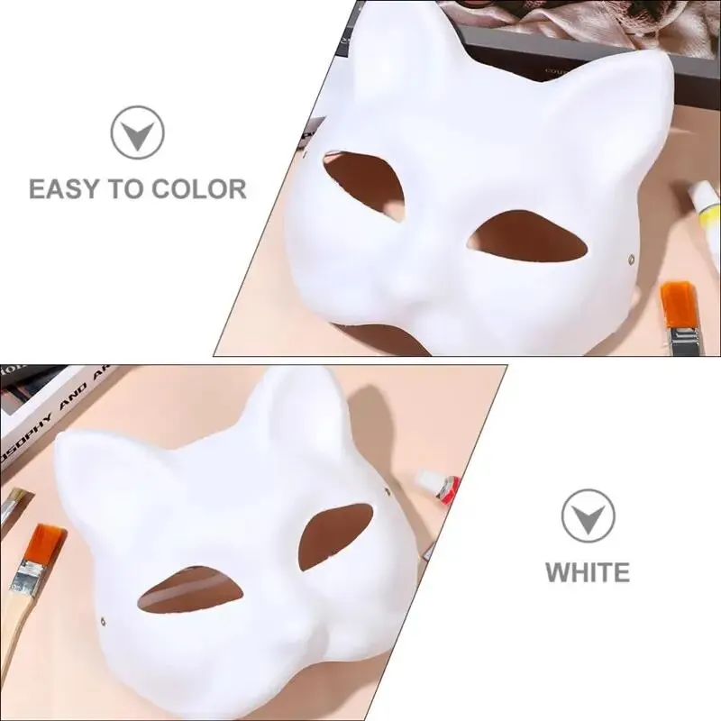 Mask Cat Masquerade Blank Masks White Animal Empty Diy Party Women Cosplay  Halloween Paper Therian Face