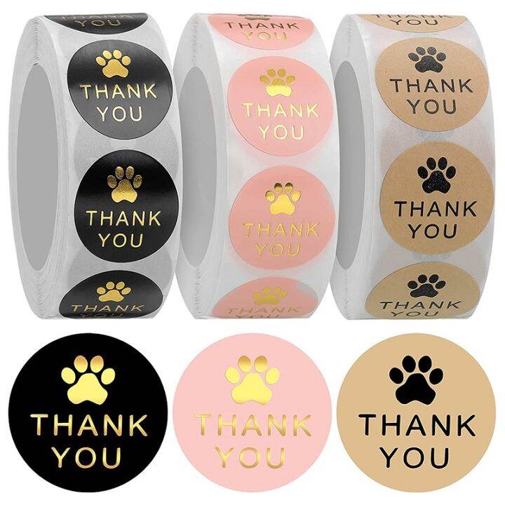 1500-pcs-round-kraft-paws-print-thank-you-labels-stickers-dog-claw-print-labels-present-for-sealing-and-decoration