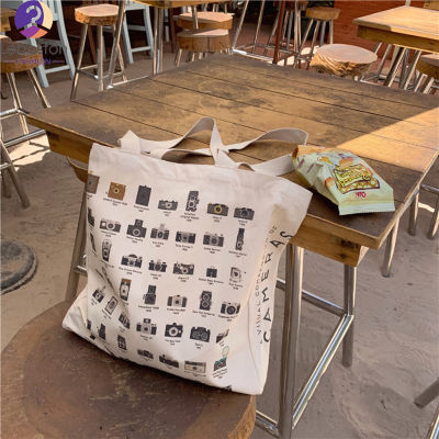 กระเป๋าสะพายไหล่พิมพ์ลายแฟชั่นแบบเรียบง่ายสำหรับ Tas Jinjing Kanvas ความจุขนาดใหญ่สำหรับผู้หญิงกระเป๋าช้อปปิ้งไปโรงเรียน