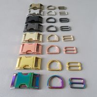 1Set 15mm 20mm 25mm Dog Collar Paracord Metal D Slider Side Release Buckle Accessory Outdoor Harness Hardware