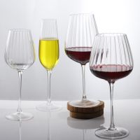 Nordic vertical stripes red wine glass champagne creative stripe crystal goblet home top