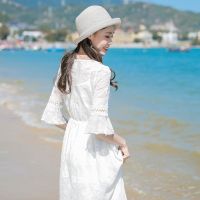 กระโปรงชายหาดสำหรับสุภาพสตรี [Two-piece set free safety pants] holiday long skirt beach skirt female summer new chiffon dress seaside skirt