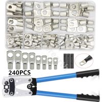 60/240PCS Ring Terminal Cable Shoes Lugs 4-35mm2 Tinned Copper Lug Wire eye Connectors Bare Terminals Lugs Wire Copper Kit