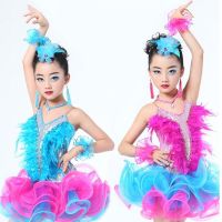 Girls Jazz Dancewear Costume Kids Modern Latin Sequined Ballroom Party Dancing Dress Child Dancing Tutu Dress Clothes For Girls