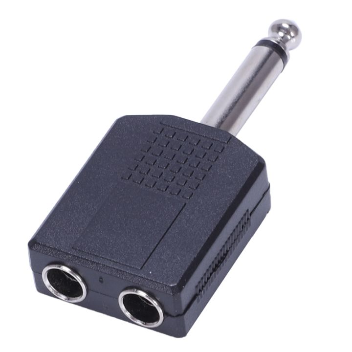 black-6-35-1-4-male-to-dual-female-mono-y-cord-pa-audio-cable-adapter