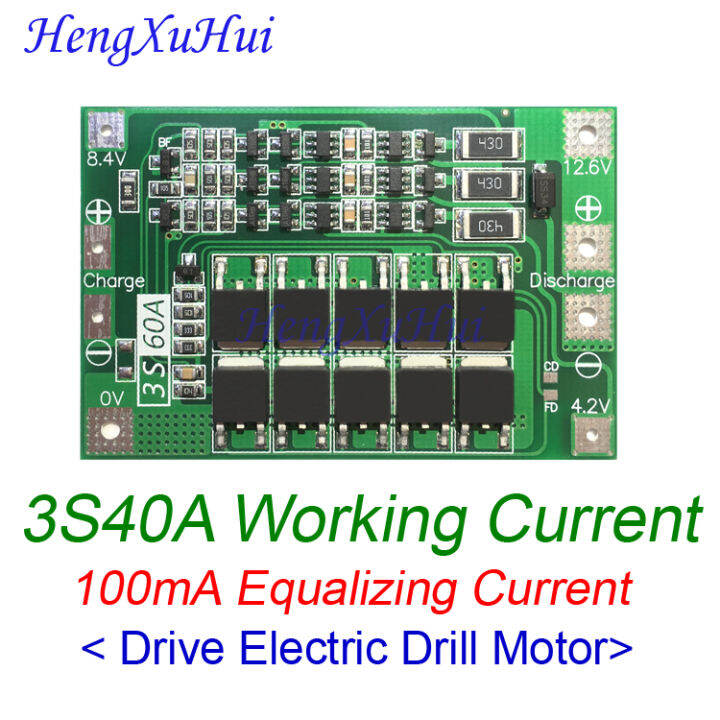 5pcslot-11-1v-12-6v-3s60a-li-ion-battery-charger-protection-board-18650-bms-drive-drill-motor