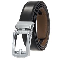 3.1cm Genuine Leather Mens Belt Alloy Automatic Buckle Two-layer Cowhide Business Casual Belt for Men Wholesale