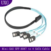 Sas Sata สาย Mini-SAS สาย SFF-8087 4 SATA Mini SAS 4i SFF8087 36P ถึง4 SATA 7P 12Gbps 50Cm ข้อมูลฮาร์ดไดรฟ์100Cm สายอุปกรณ์คอมพิวเตอร์