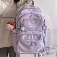 【hot sale】✥❖✓ C16 Korean ins girl campus casual all-match waterproof large-capacity backpack Japanese simple thickened multi-layer backpack purple white pink black school baglaptop bag