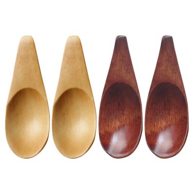4Pcs Wood Scoops for Coffee Household Wooden Small Spoons Wooden Mini Spoons for Kitchen Spice Tea-leaf Serving Utensils