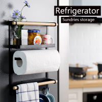 Magnetic Storage Rack Multifunctional Fridge Shelf Sauce Bottle Organizer Rack Paper Towel Holder Organizer Kitchen Shelf Rack