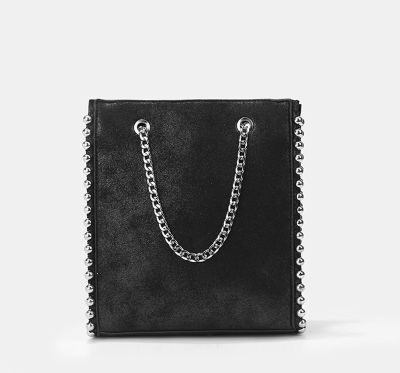 Retro Large Capacity Women Tote Bag Fashion Chain Rivet Bead Shoulder Bags Lady Commuting Pu Leather Purses and Handbags Bolsas