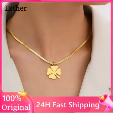 4-Leaf Clover Pendant / Necklace in 24k Gold