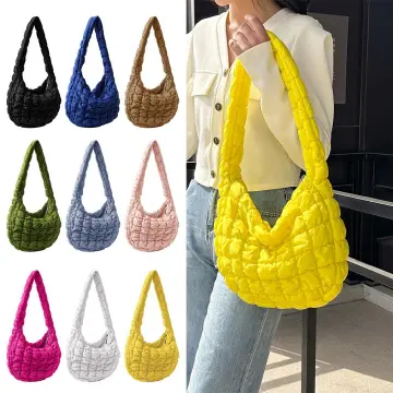 Women Down Satchel Bag Soft Quilted Puffy Handbag Versatile Top Handle Bag Large Capacity Casual