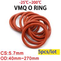 5 Buah Merah VMQ Cincin Silikon Paking CS 5.7Mm OD 40 270Mm Silikon O Cincin Paking Makanan Kelas Karet O-ring Vmq Bermacam-macam Alat Hvac